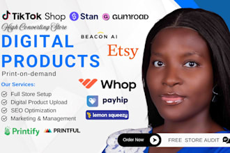 setup digital products on whop store etsy gumroad payhip tik tok shop stan store