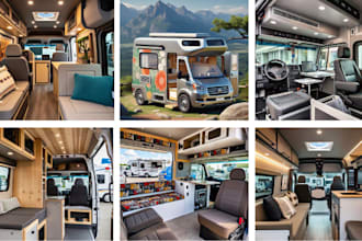 do 3d caravan food truck rv interior cabin surveillance van camper van