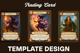design trading card game, card template, card frame and custom collectible cards