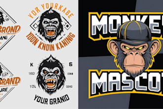 do high quality vintage gorilla logo t shirt design