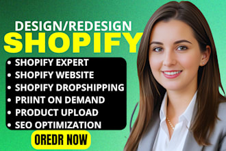 do shopify redesign, website design, dropshipping and build store