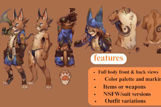 draw a reference sheet for your furry, anime or fursona character