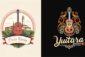 create hand drawn music guitar logo