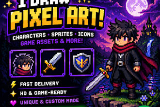 create custom pixel art characters, items, or scenes