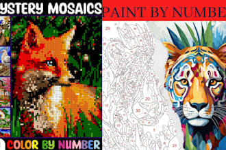 create mystery mosaic color by number paint color book for adult and children