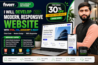 create a modern responsive website using php, javascript, sql and react js
