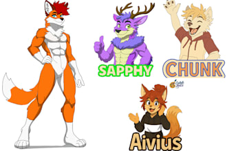 draw custom furry art of your oc or fursona, ref sheet, headshot, badge