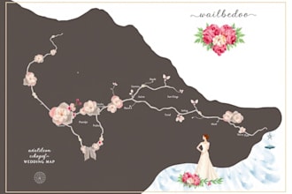 do customized digital watercolor wedding map