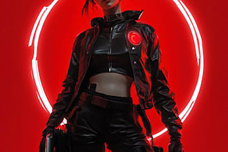 create scifi or cyberpunk character portrait art in my style