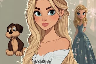 draw a gorgeous disney style cartoon portrait