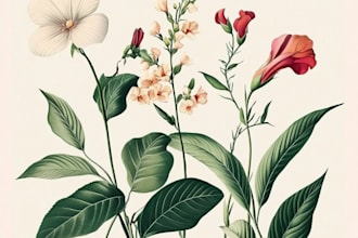 draw botanical and flower one line art illustration