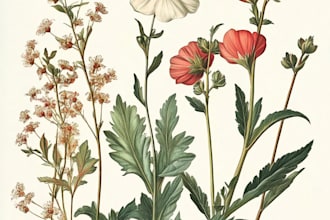 draw botanical illustrations of flowers, plants and fruits