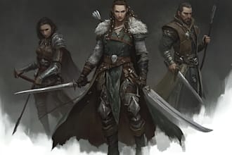 draw a dnd party art and d and d character for you