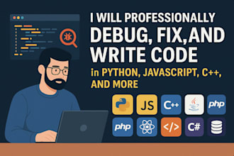 debug, fix, edit and write clean code in python, javascript, php