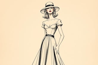 draw a fashion illustration in a classic vintage style