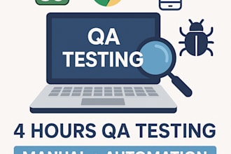 do 4 hours of manual and automation testing for your website or app 15 USD