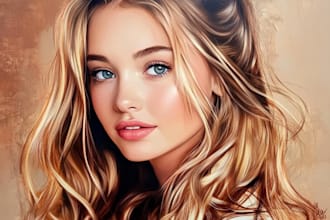 do hand draw realistic digital oil painting portrait