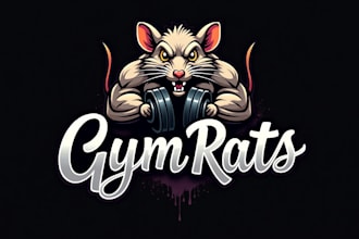 create a muscular gym rat mascot logo for your brand