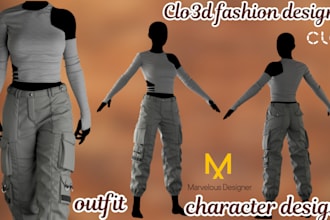 do clo 3d fashion and costume design, clothing brand, mockup, fashion animation