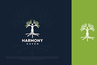 design natural tree garden resort farm and travel agency logo