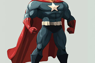 desing an amazing superhero comic cartoon characters