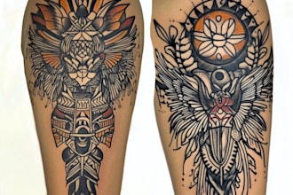 draw a tattoo or illustration in a neo tribal style