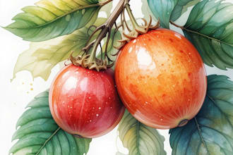 draw fruits and bread hand drawn in colorfully watercolor