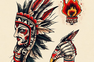 custom american traditional tattoo design
