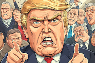 draw a political caricature and cartoon art