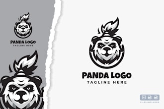 do creative mascot panda warrior logo design