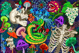 draw psychedelic trippy art custom surreal portrait illustration visionary art