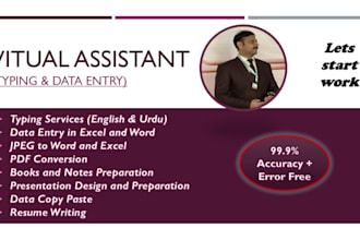 do data entry typing work in ms word excel