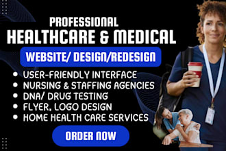 home care medical heathcare staffing website assisted living, logo flyer design