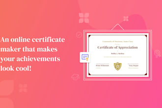 customizable certificate generator website for schools, HR and online courses