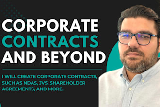 create corporate agreements, nda, founder, shareholder, jv, partnership