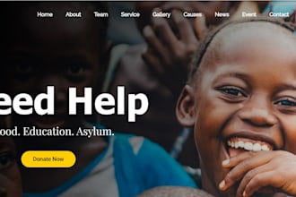 design charity website donation, nonprofit, ngo, church fundraising website