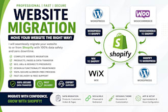 migrate wordpress to shopify, woocommerce, wix to shopify, shopify migration