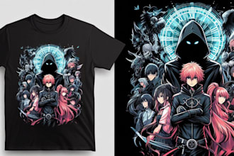 draw dark art t shirt design graphic t shirt design anime t shirt design
