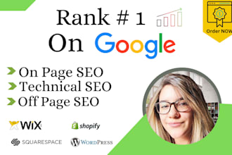 do website SEO optimize for wordpress shopify wix squarespace 1st page ranking