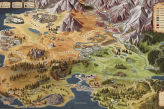 illustrate medieval fantasy, dnd maps of city, ttrpg battle maps and animation
