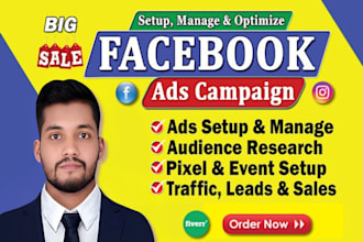 setup and manage facebook ads campaign, meta ads, fb advertising