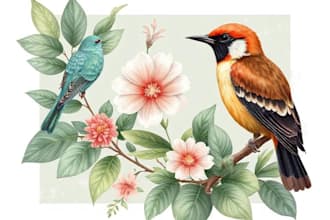 create digital drawings of botanical, animals and birds