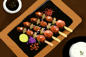 custom hand drawn food illustrations