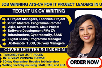write an expert UK IT project manager CV, cloud, agile, cybersecurity, tech, AWS