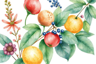 create a digital watercolor botanical flowers