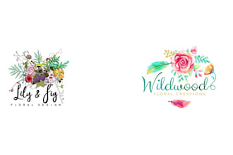 design elegant hand drawn watercolor feminine floral spa botanical boho logo