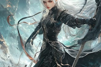 paint fantasy illustrations and character designs