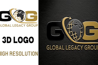 redesign recreate modify logo in 3d look mockup in 5 hours