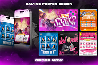 create gaming flyer, esports poster tournament design for any gaming event