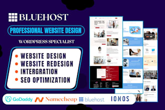 wordpress website on bluehost, godaddy, siteground, hostinger, ionos website